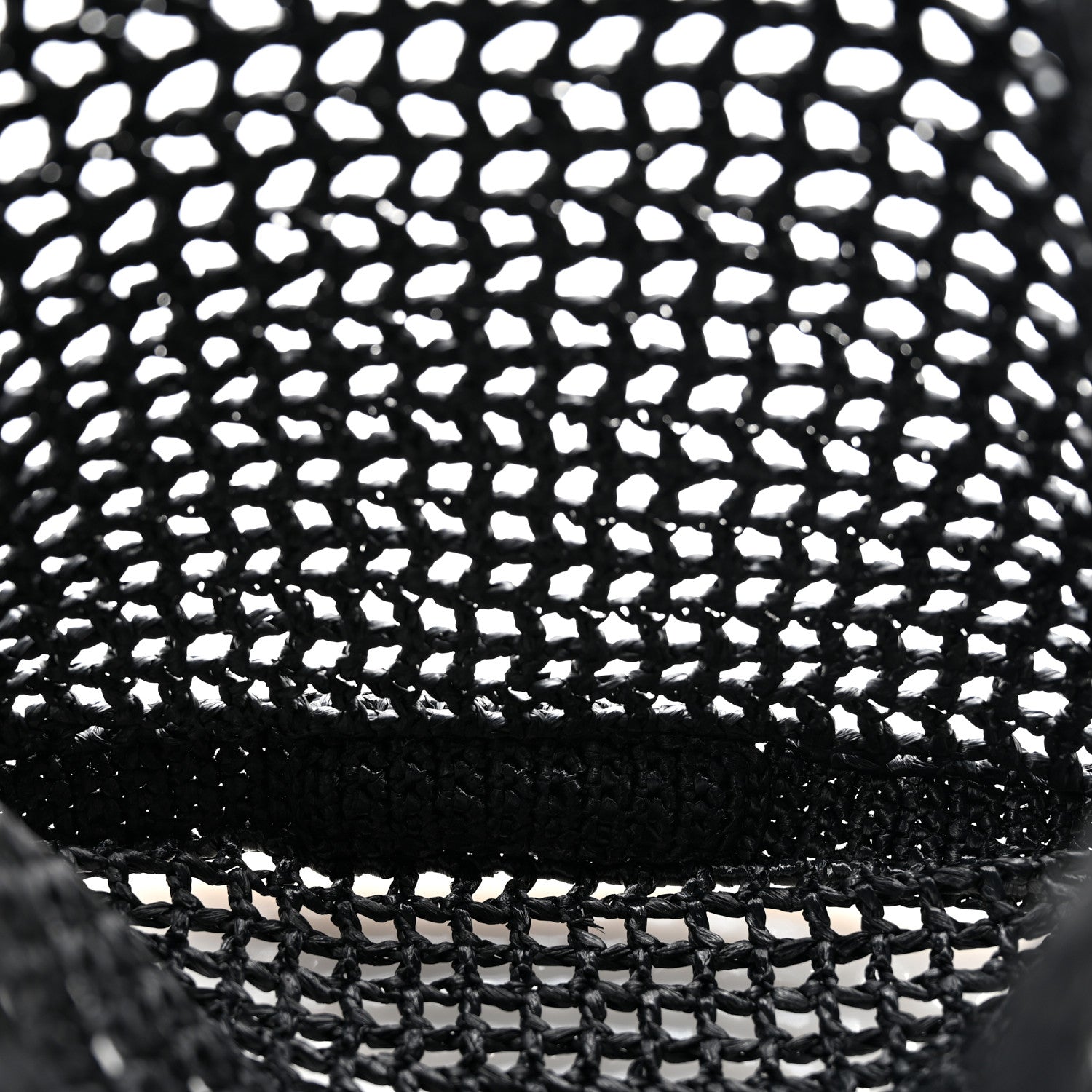 Prada Yarn Raffia Effect Crochet Logo Embroidered Tote Bag Black 5 of 10