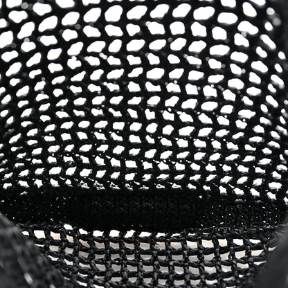 Prada Yarn Raffia Effect Crochet Logo Embroidered Tote Bag Black 5 of 10