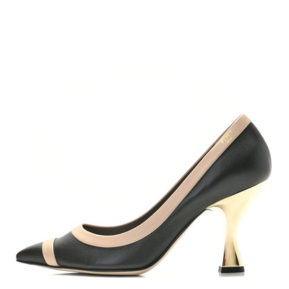 Fendi Nappa Colibri 85mm Pumps 38 Black Beige 1 of 12