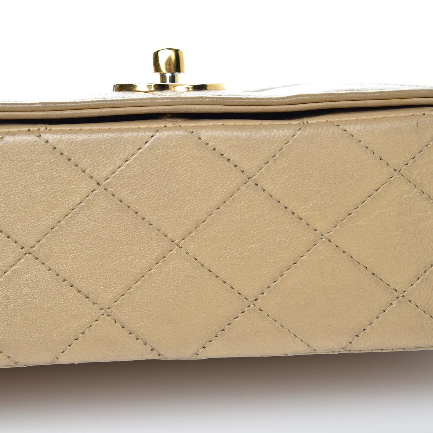 Lambskin Quilted Small Single Flap Beige