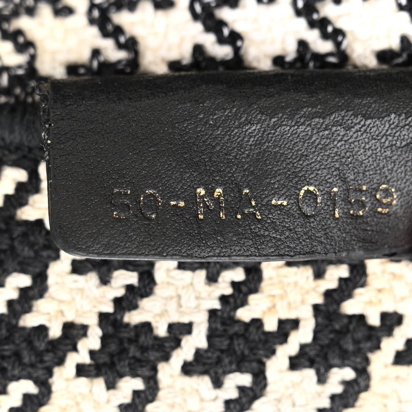 Canvas Houndstooth Embroidered Book Tote Black White