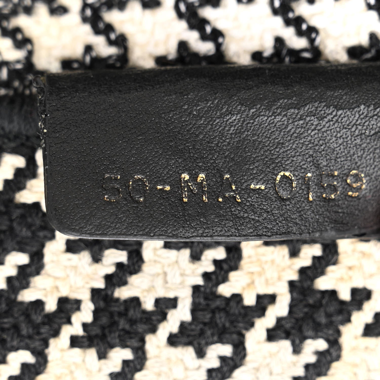Christian Dior Canvas Houndstooth Embroidered Book Tote Black White 7 of 13