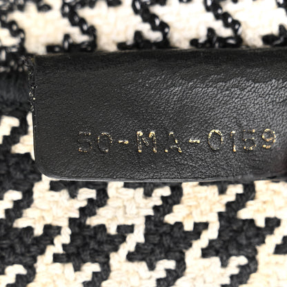 Christian Dior Canvas Houndstooth Embroidered Book Tote Black White 7 of 13