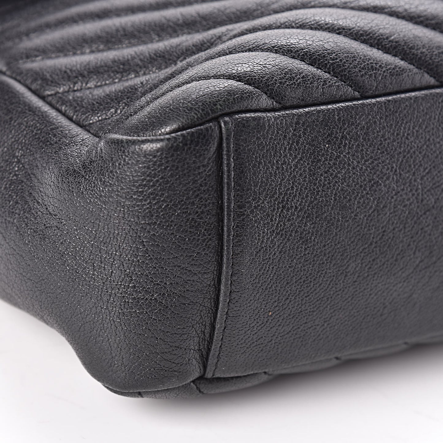 Sheepskin Matelasse Chevron Monogram Large College Satchel Black