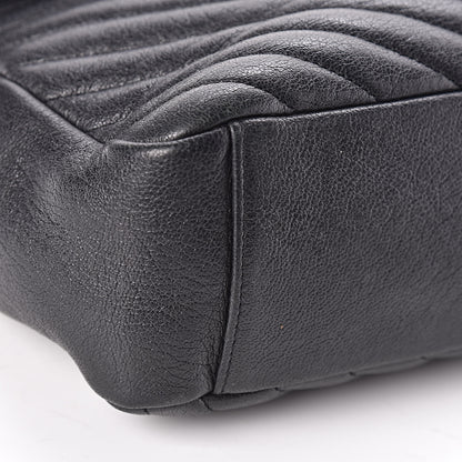 Saint Laurent Sheepskin Matelasse Chevron Monogram Large College Satchel Black 9 of 10