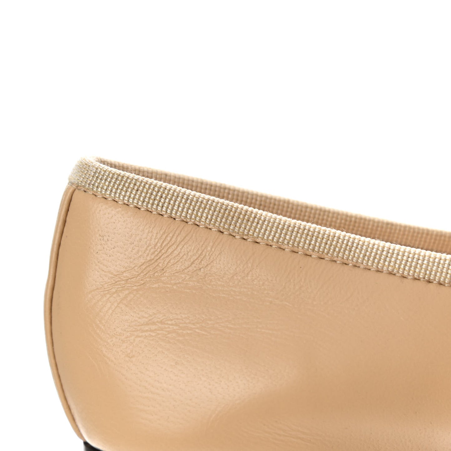 Lambskin Cap Toe CC Ballerina Flats 37.5 Beige Black