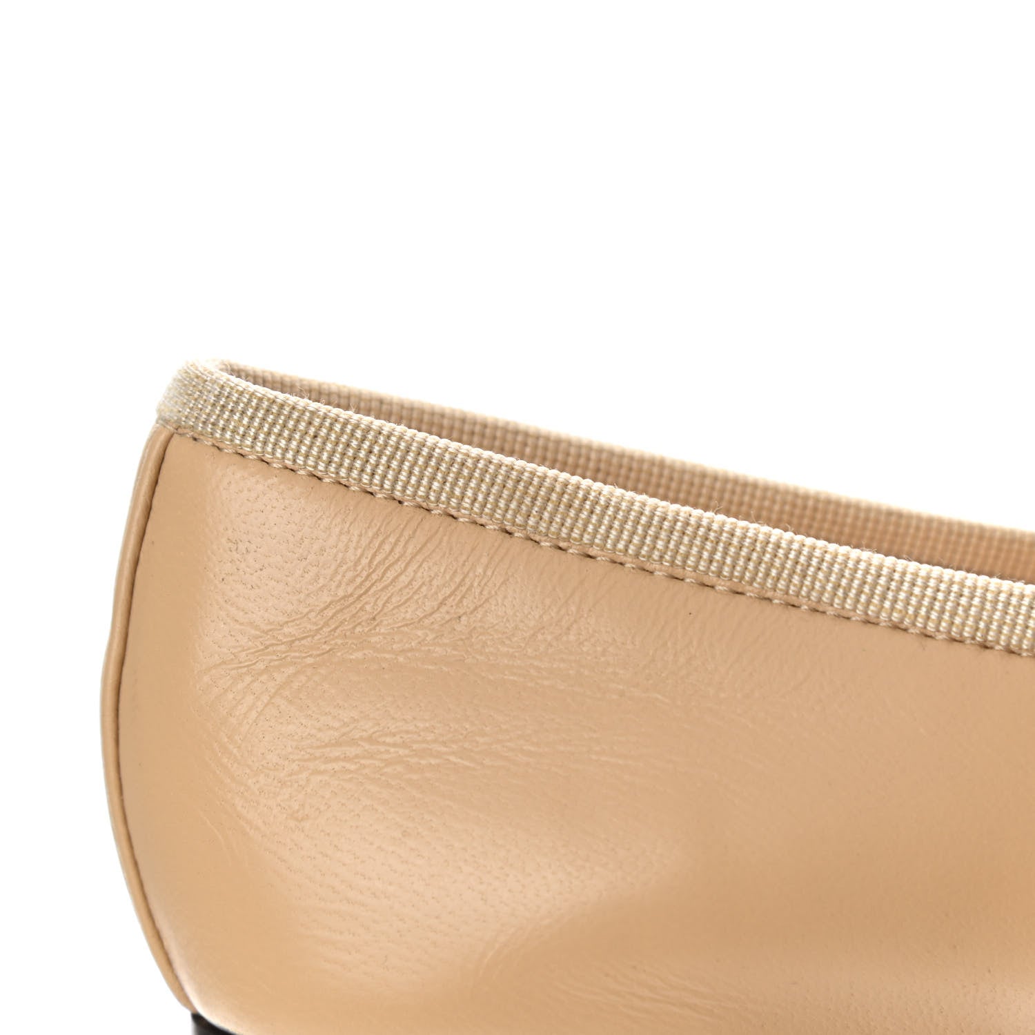 Chanel Lambskin Cap Toe CC Ballerina Flats 37.5 Beige Black 6 of 9