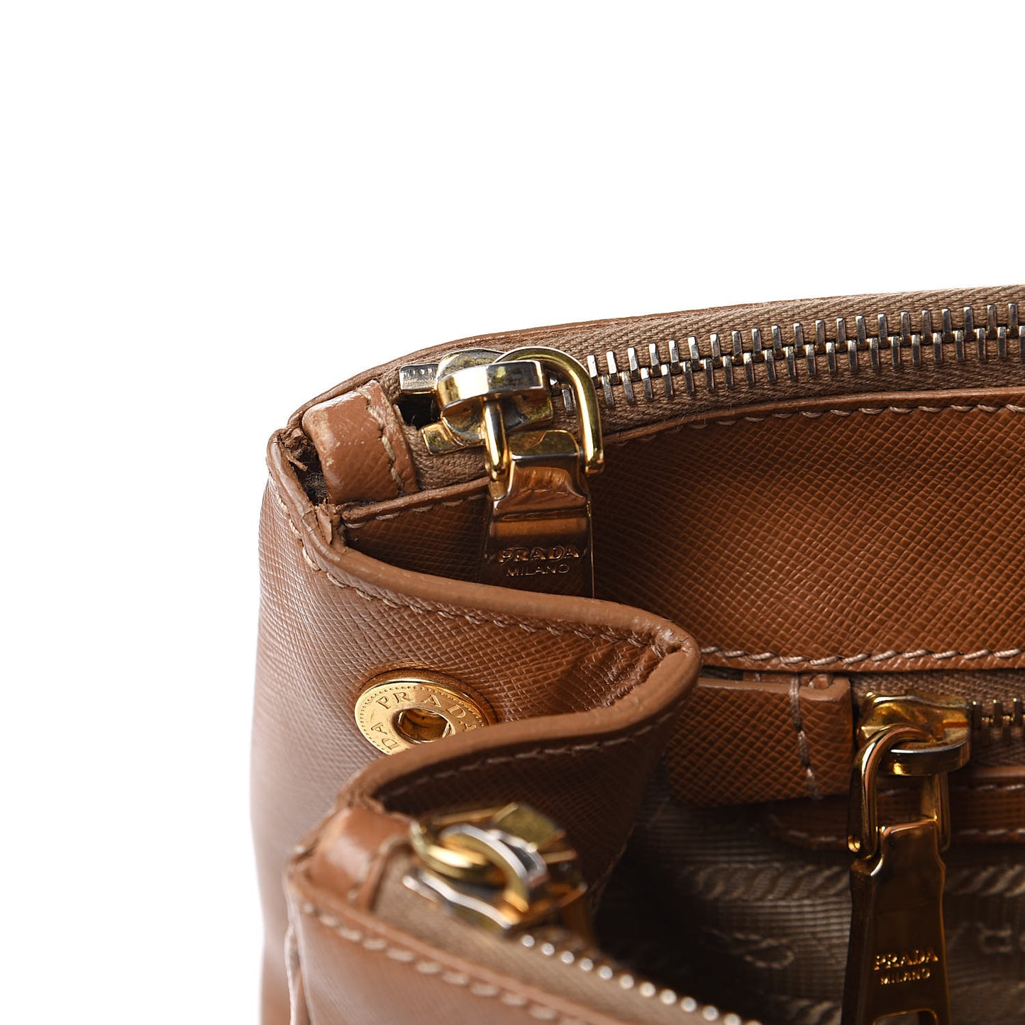 Saffiano Large Galleria Double Zip Tote Caramel