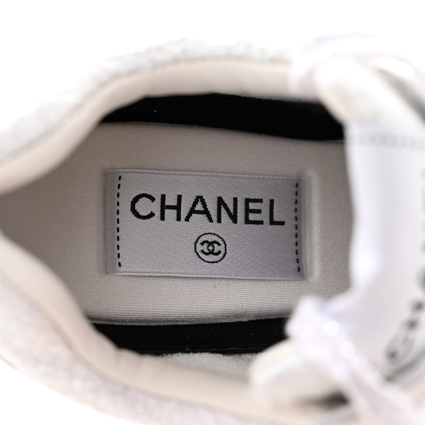 Painted Iridescent Cotton Tweed Suede Calfskin Womens CC Sneakers 37.5 White Silver Multicolor