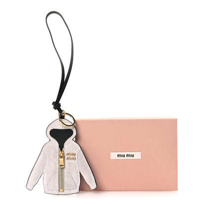 Miu Miu Calfskin Hoodie Trick Bag Charm Grigio 5 of 5