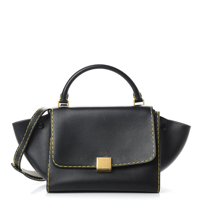Celine Smooth Calfskin Yellow Stitching Medium Trapeze Black 1 of 14