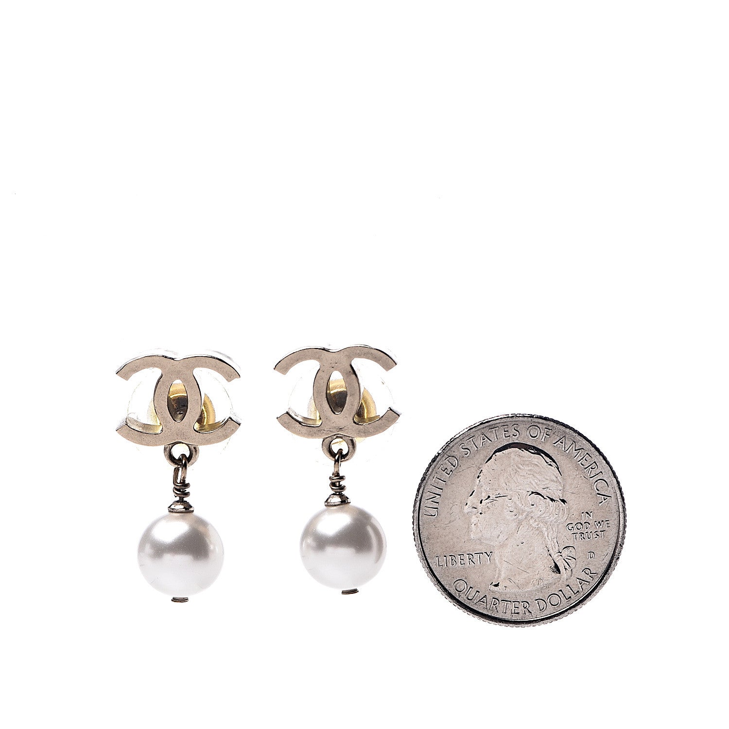 Chanel Pearl CC Drop Earrings Gold 2 of 5
