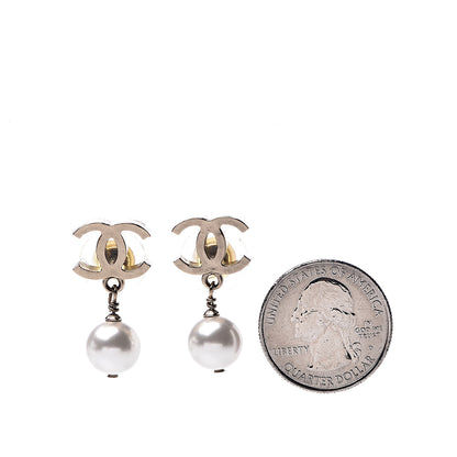 Chanel Pearl CC Drop Earrings Gold 2 of 5