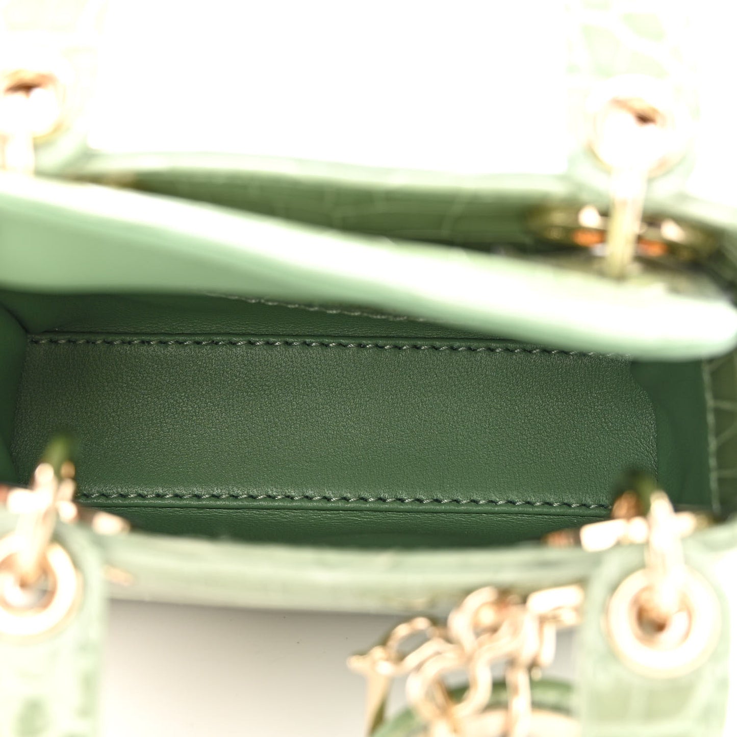 Shiny Crocodile Micro Lady Dior Green