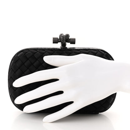 Bottega Veneta Satin Ayers Intrecciato Chain Knot Clutch Black 2 of 8