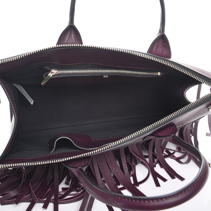 Versace Calfskin Palazzo Fringe Tote Purple 5 of 6