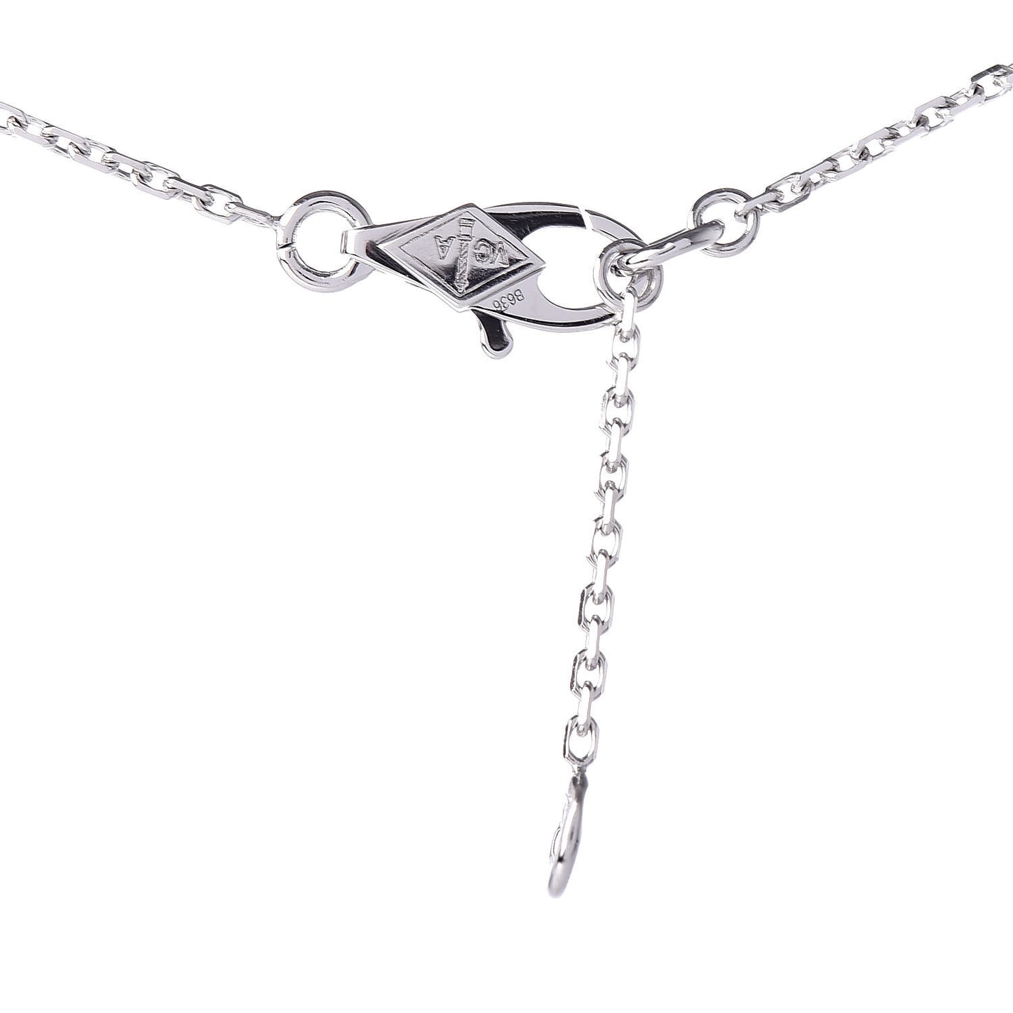 18K White Gold Diamond Sweet Alhambra Pendant Necklace