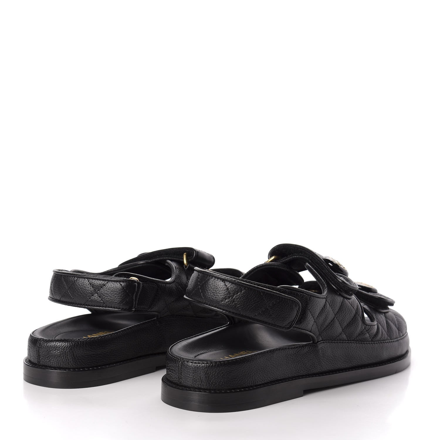 Chanel Grained Calfskin Velcro Dad Sandals 39 Black 4 of 10