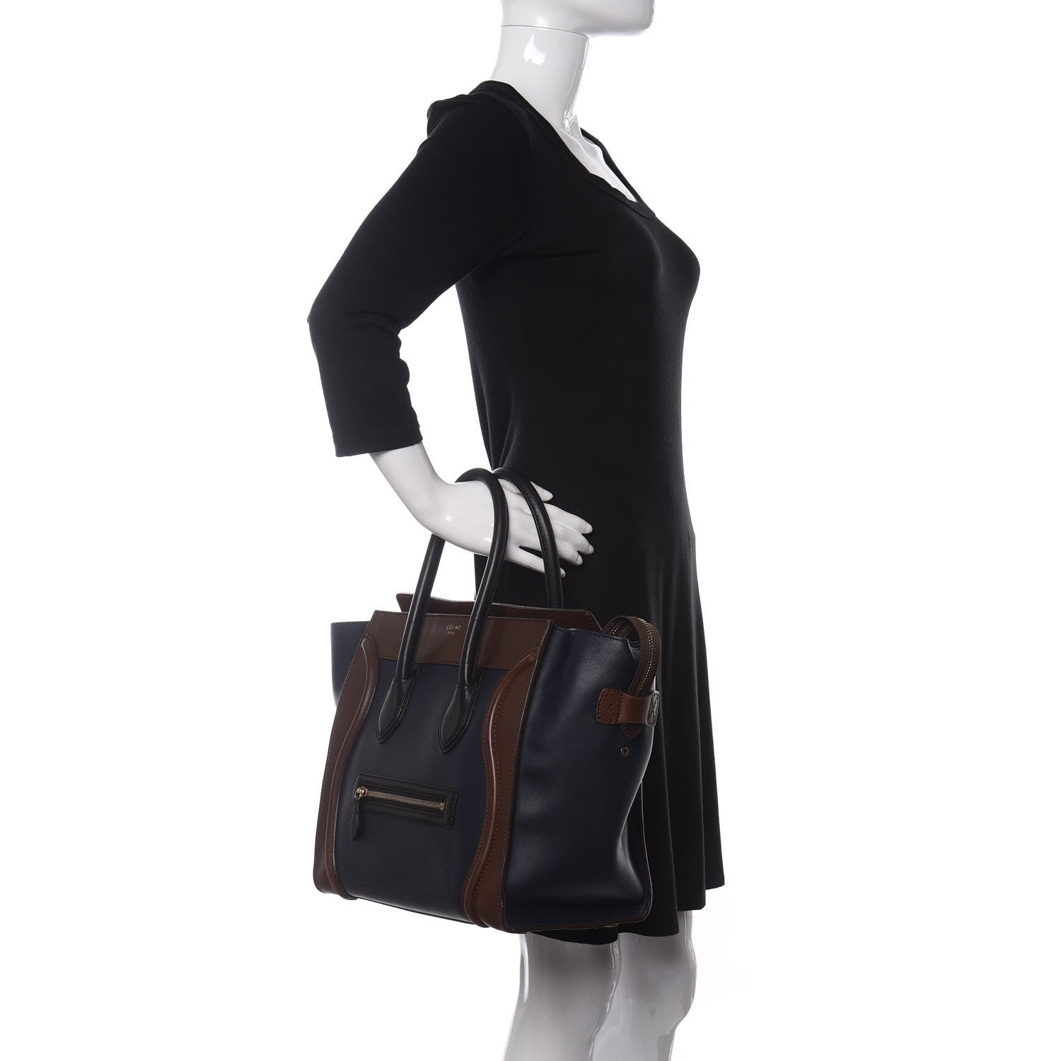 Celine Smooth Calfskin Mini Tri-Color Luggage Navy 2 of 11