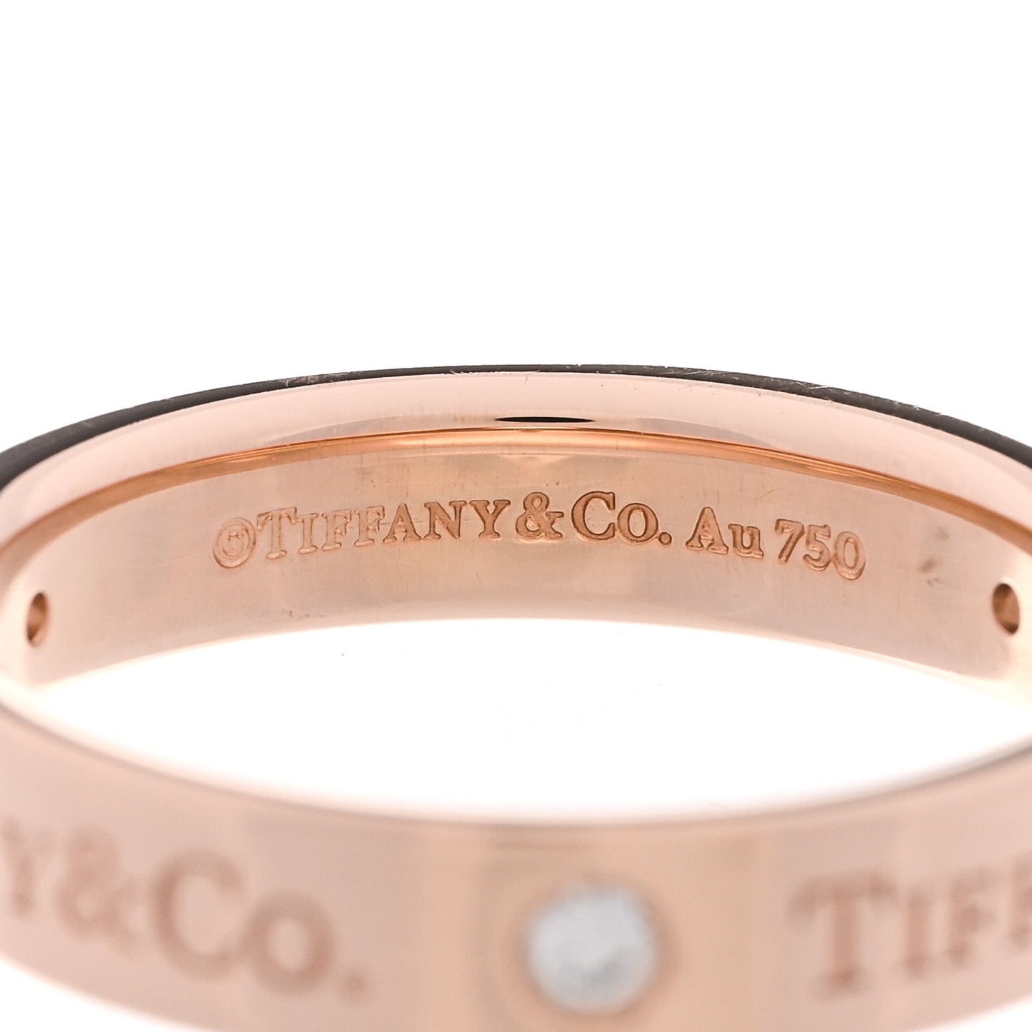 18K Rose Gold Diamond 4mm Logo Band Ring 53 6.25