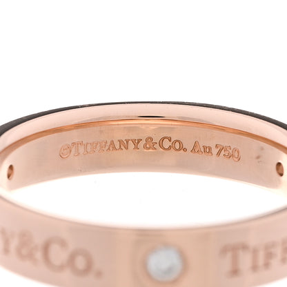 Tiffany 18K Rose Gold Diamond 4mm Logo Band Ring 53 6.25 4 of 5
