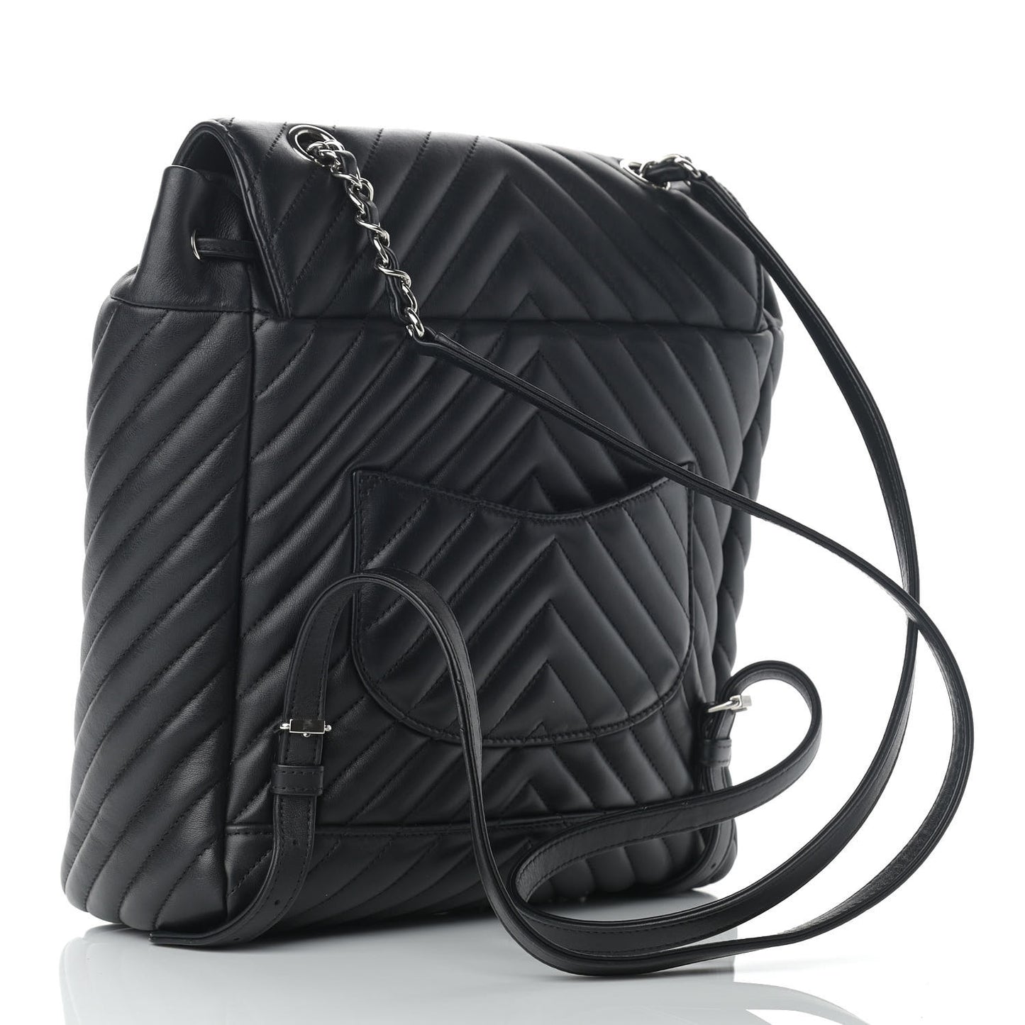 Calfskin Chevron Quilted Large Urban Spirit Backpack Black