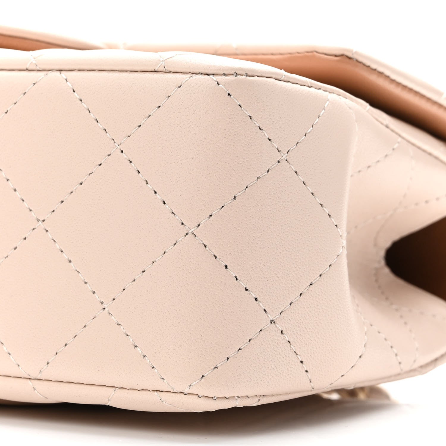Chanel Lambskin Quilted Bi-Color Mini Top Handle Rectangular Flap Ecru Dark Beige 10 of 11