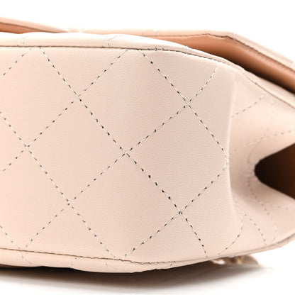 Chanel Lambskin Quilted Bi-Color Mini Top Handle Rectangular Flap Ecru Dark Beige 10 of 11