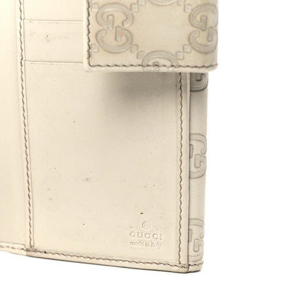 Gucci Guccissima Margaux Calfskin Metal Bar Continental Flap Wallet Mystic White 8 of 13