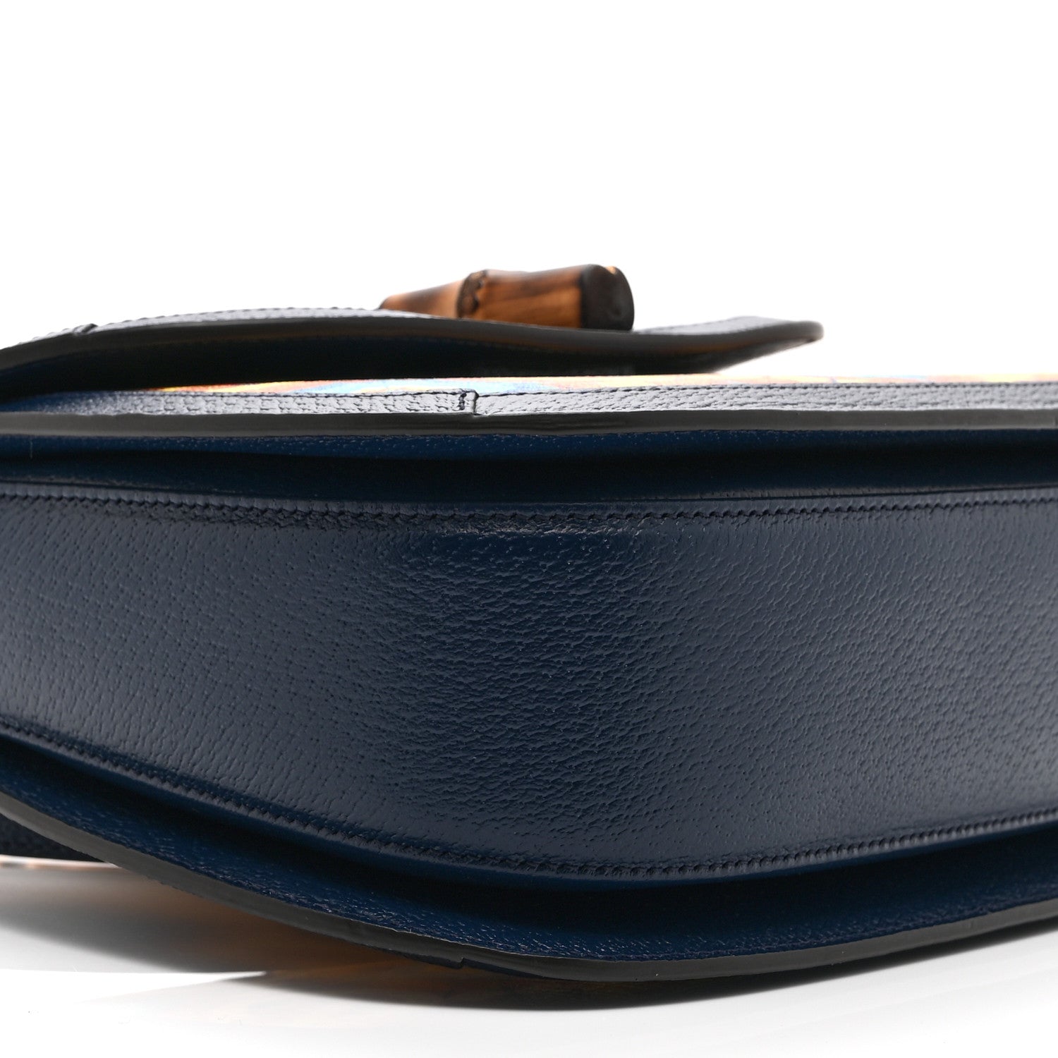 Gucci Calfskin Kaleidoscope Medium Bamboo 1947 Top Handle Bag Blue