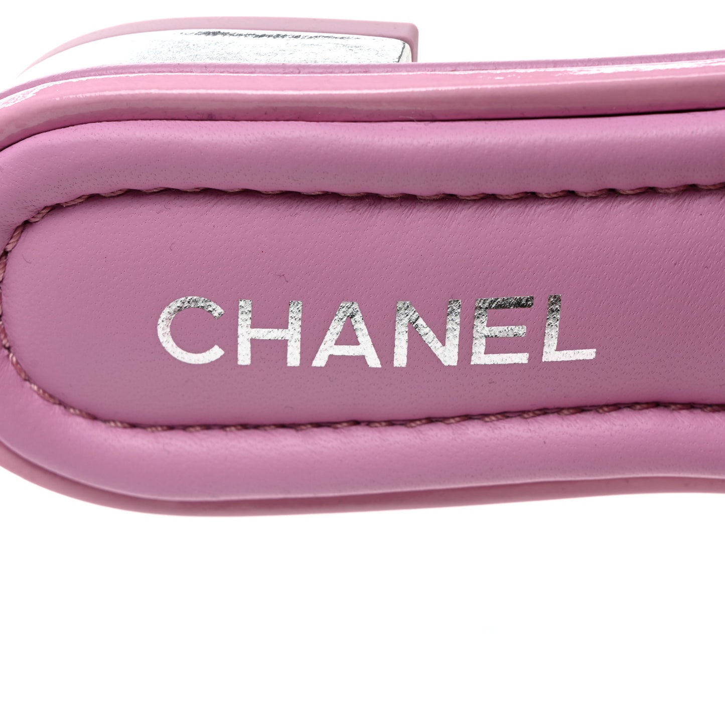 Patent Goatskin Quilted CC Mules Sandals 36.5 Pink