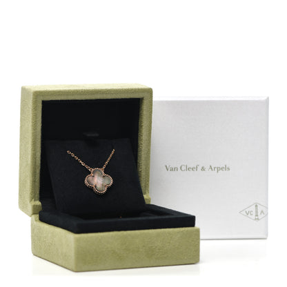 Van Cleef & Arpels 18K Rose Gold Gray Mother of Pearl Vintage Alhambra Pendant Necklace 7 of 8