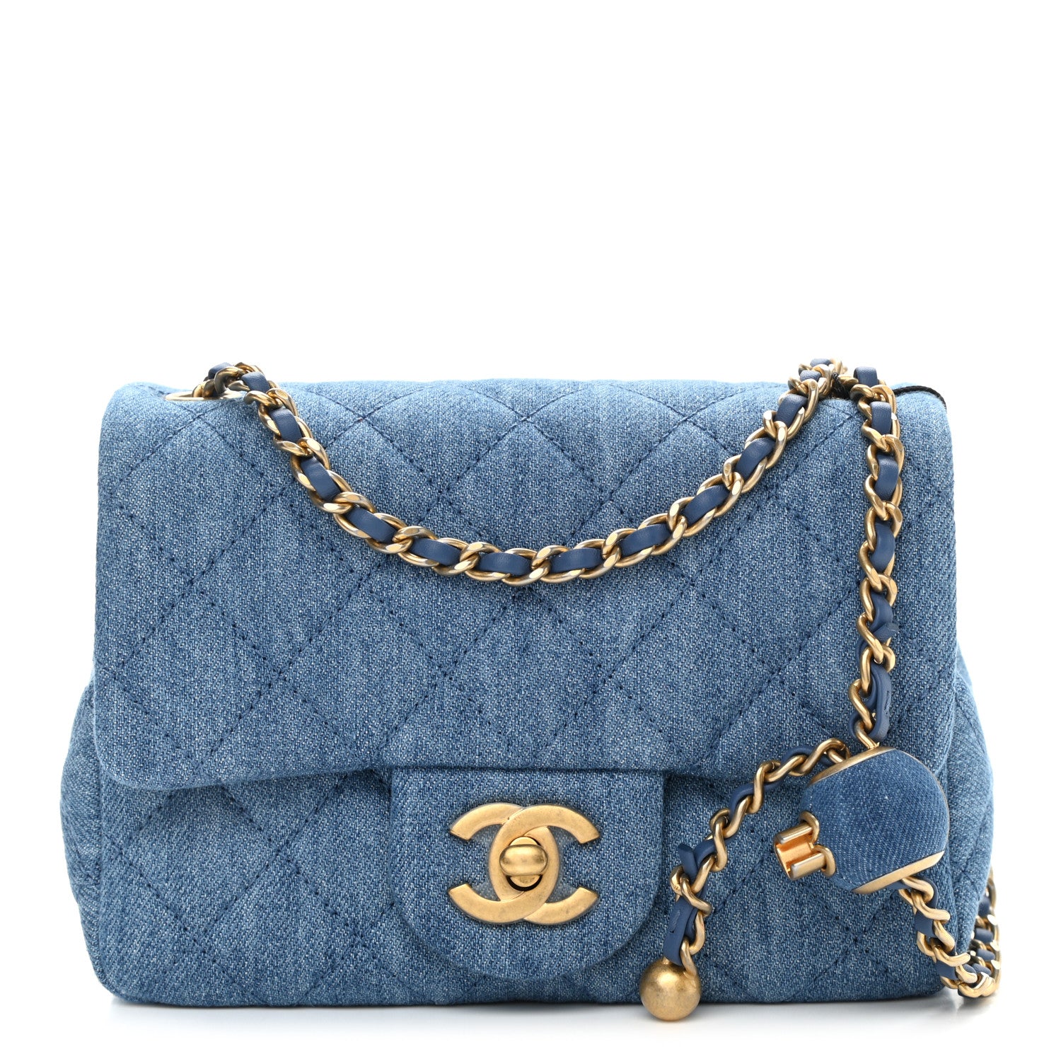 Chanel Denim Quilted Mini Pearl Crush Flap Blue 1 of 11