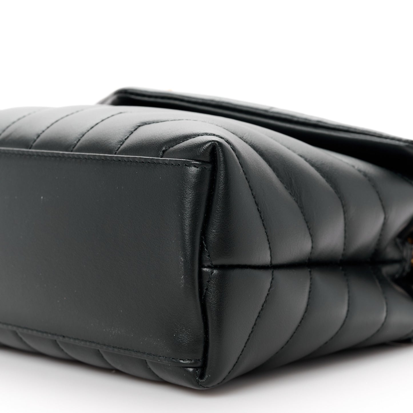 Calfskin Y Quilted Monogram Small Loulou Chain Satchel Black