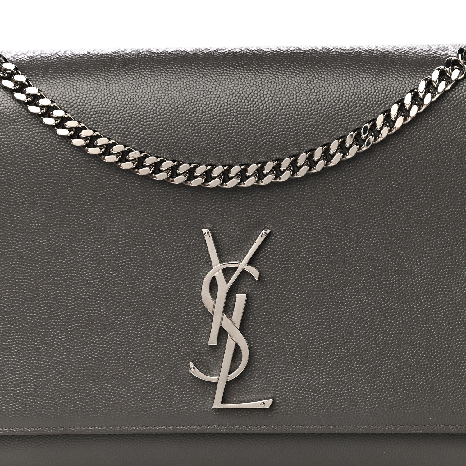 Saint Laurent Grain De Poudre Medium Classic Monogram Kate Satchel Earth Grey 6 of 15