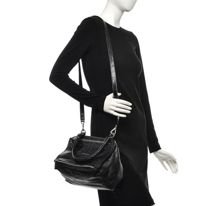 Givenchy Calfskin Crocodile Embossed Small Pandora Black 2 of 13