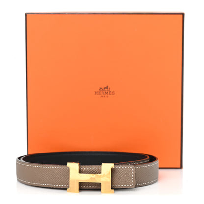 Hermes Swift Epsom 24mm Mini Constance H Belt 85 34 Black Etoupe 5 of 5