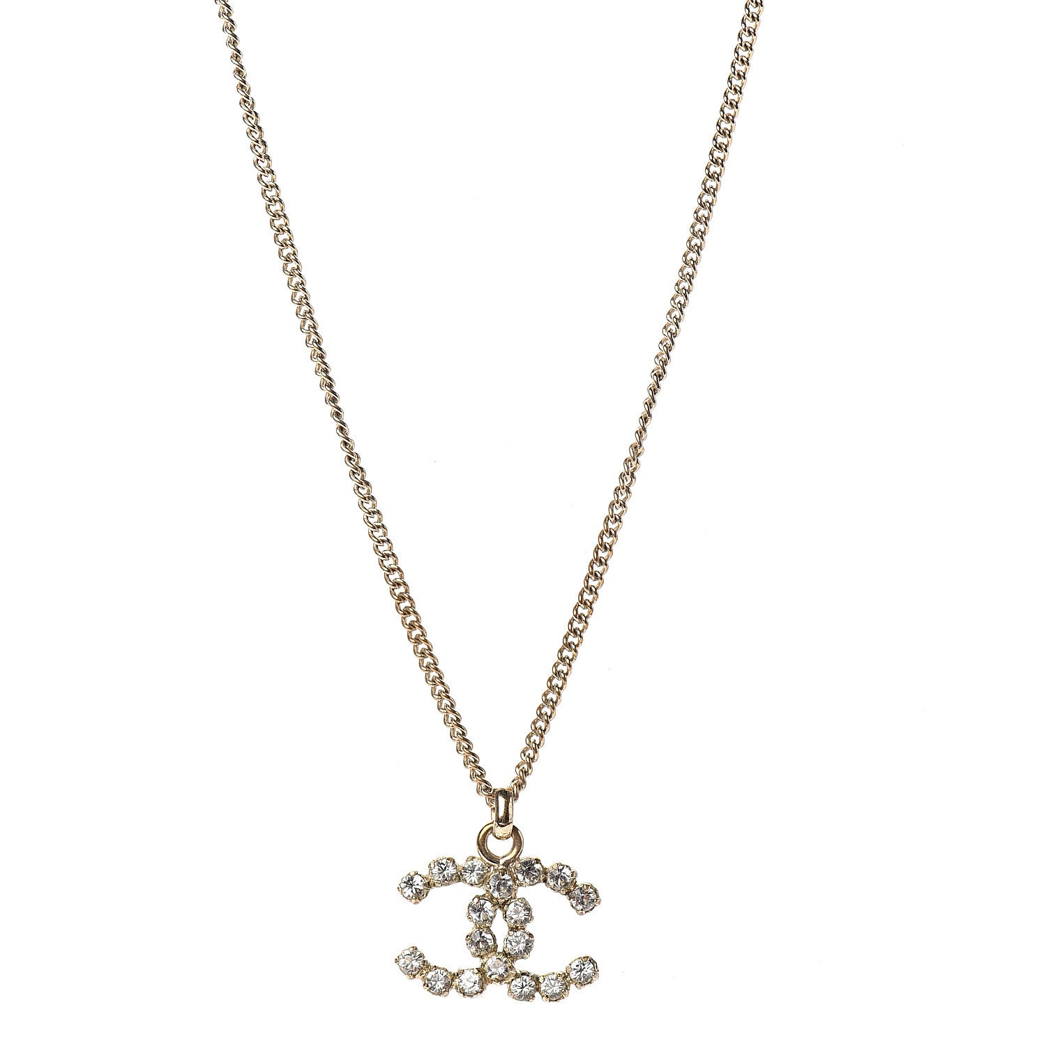 Chanel Crystal CC Necklace Gold 1 of 5
