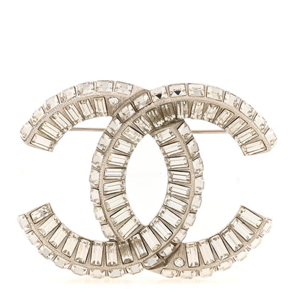 Chanel Baguette Crystal CC Brooch Silver 1 of 4