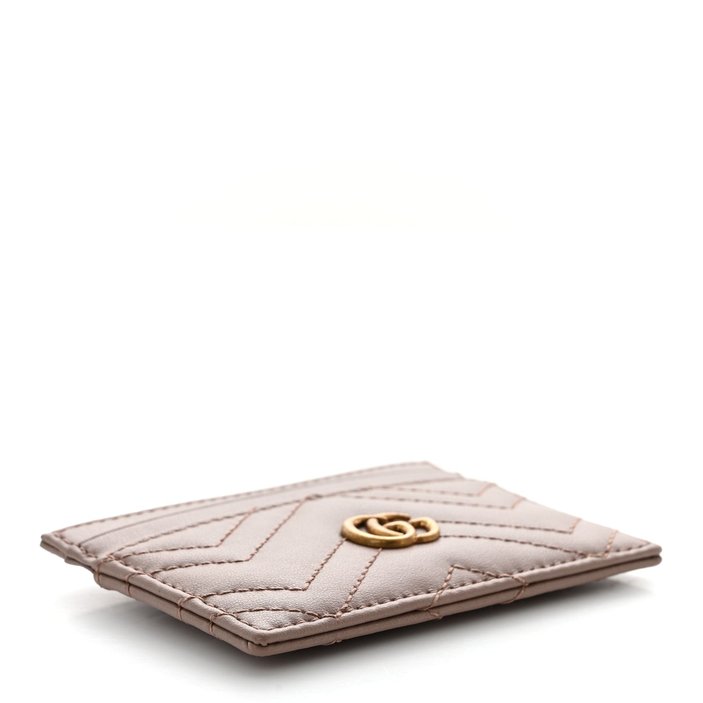 Calfskin Matelasse GG Marmont Card Holder Porcelain Rose