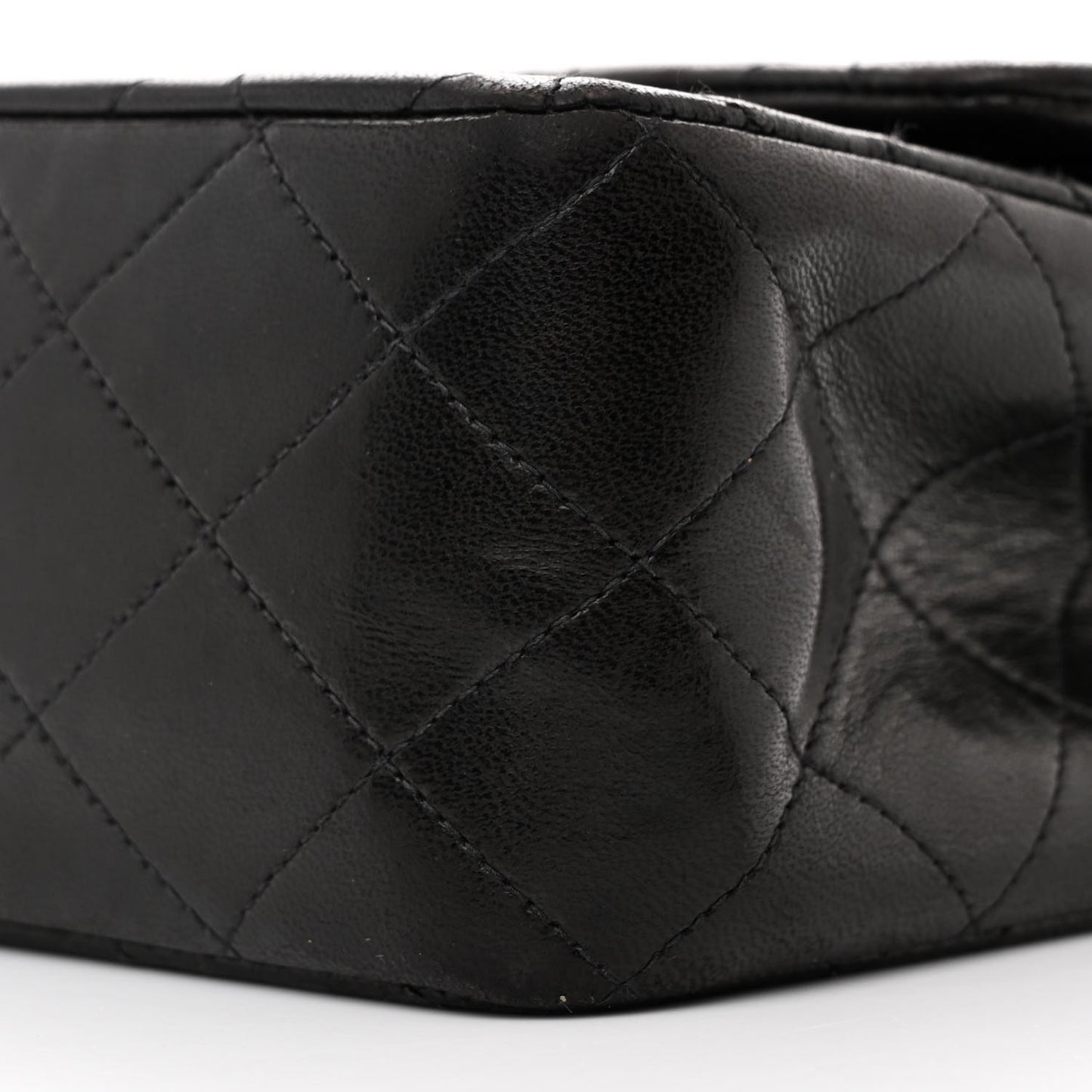 Lambskin Quilted Medium Double Flap Black