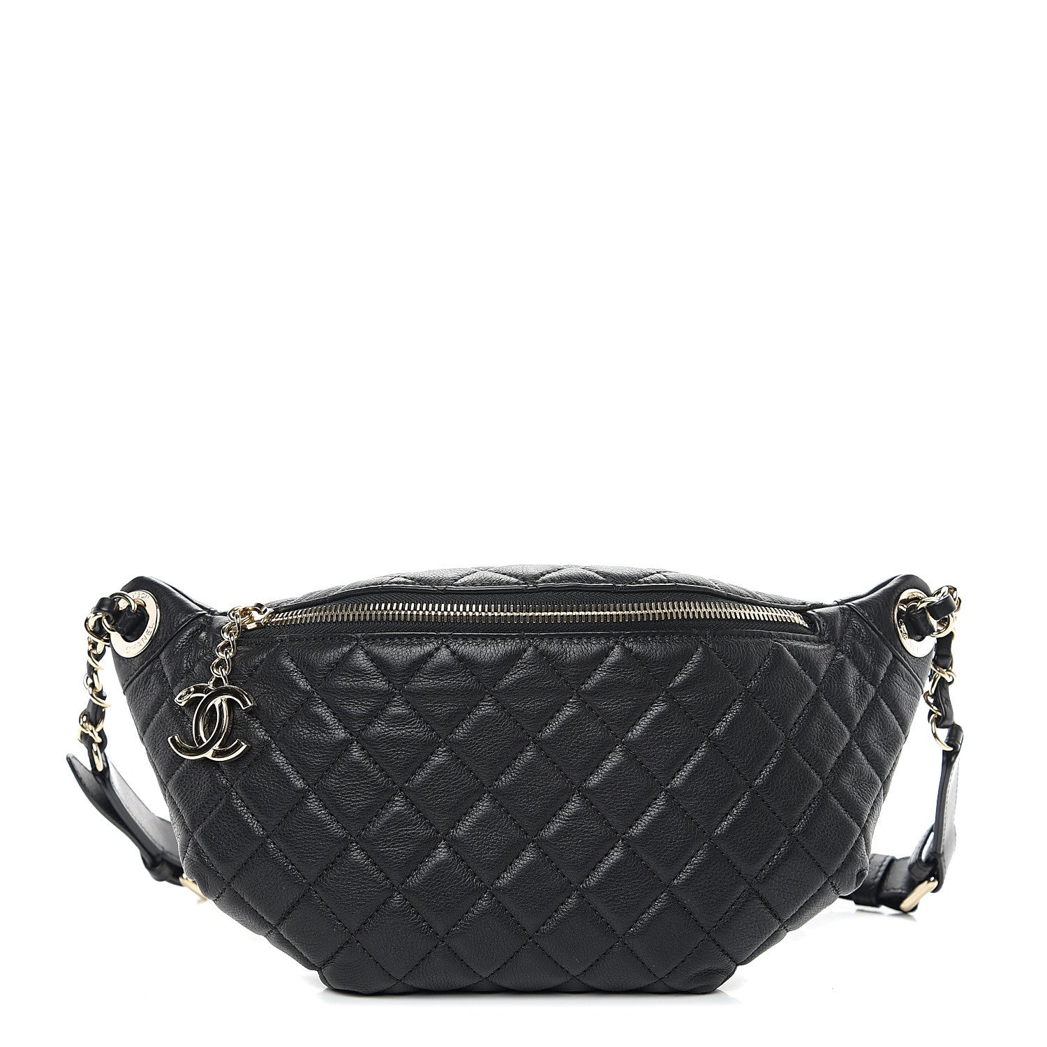 Chanel Calfskin Quilted Banane Waist Bag Fanny Pack Black 1 of 9