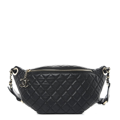 Chanel Calfskin Quilted Banane Waist Bag Fanny Pack Black 1 of 9