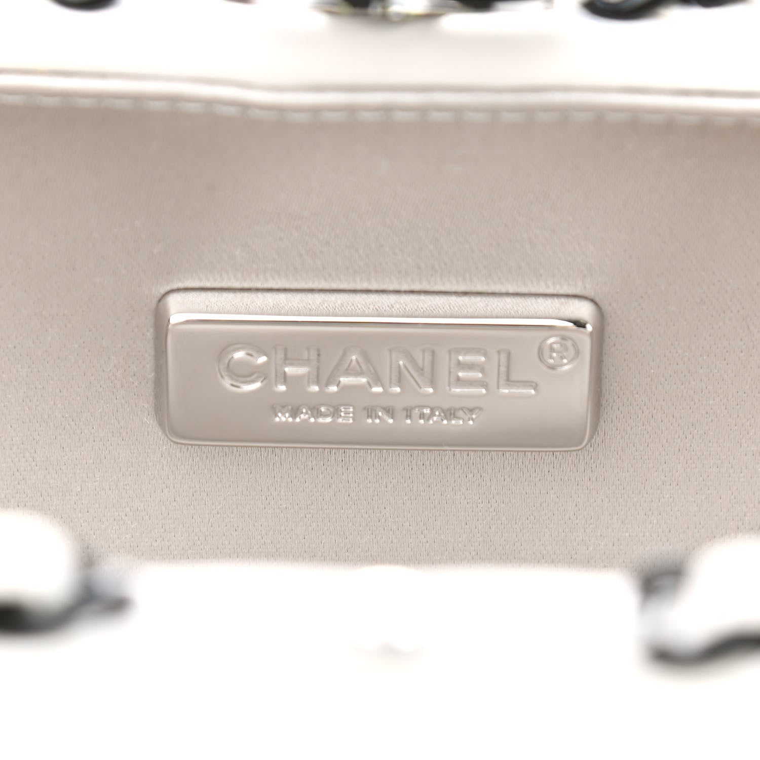 Chanel Lambskin Quilted Chain Around Clutch White Black 6 of 9