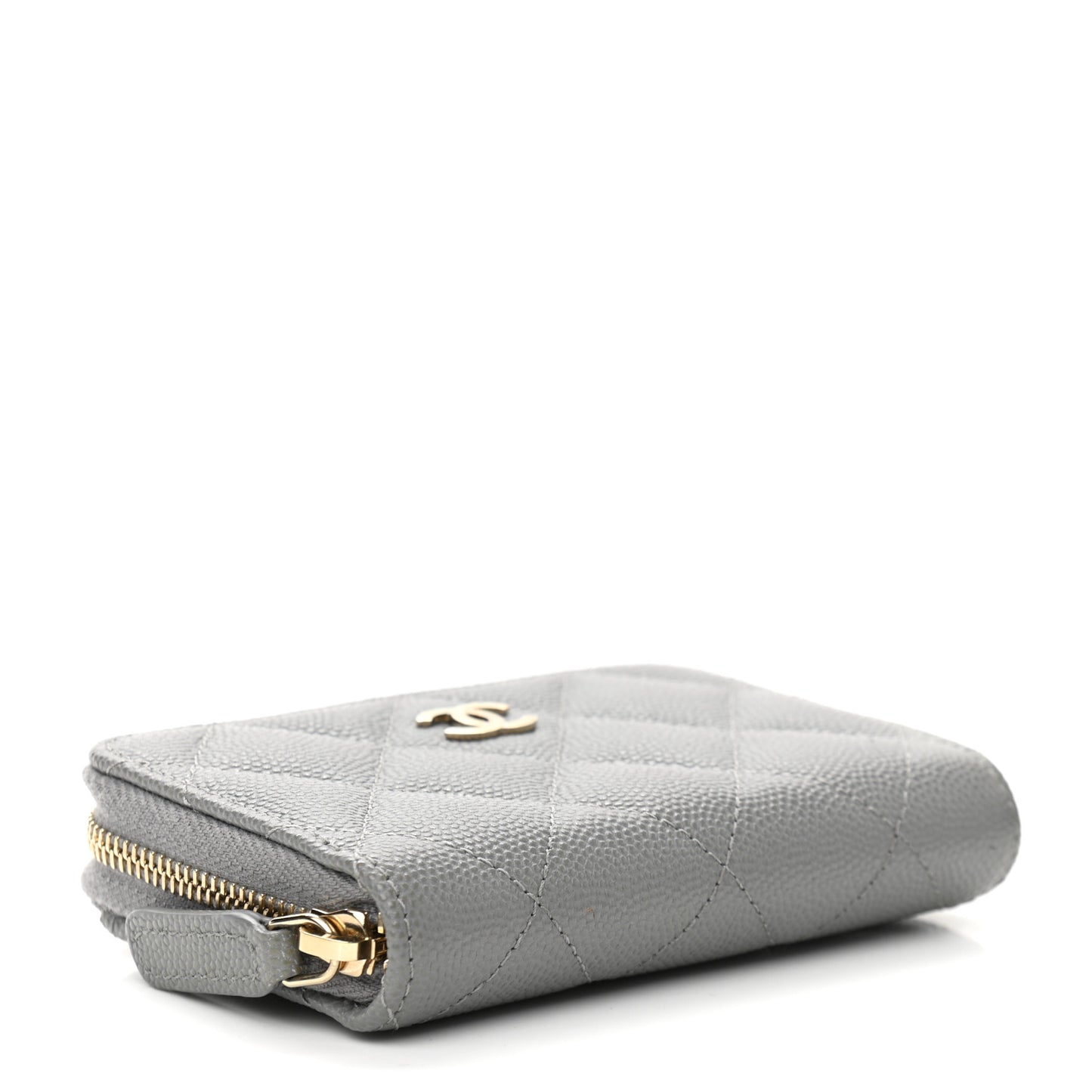 Caviar Quilted Zip Coin Purse Grey