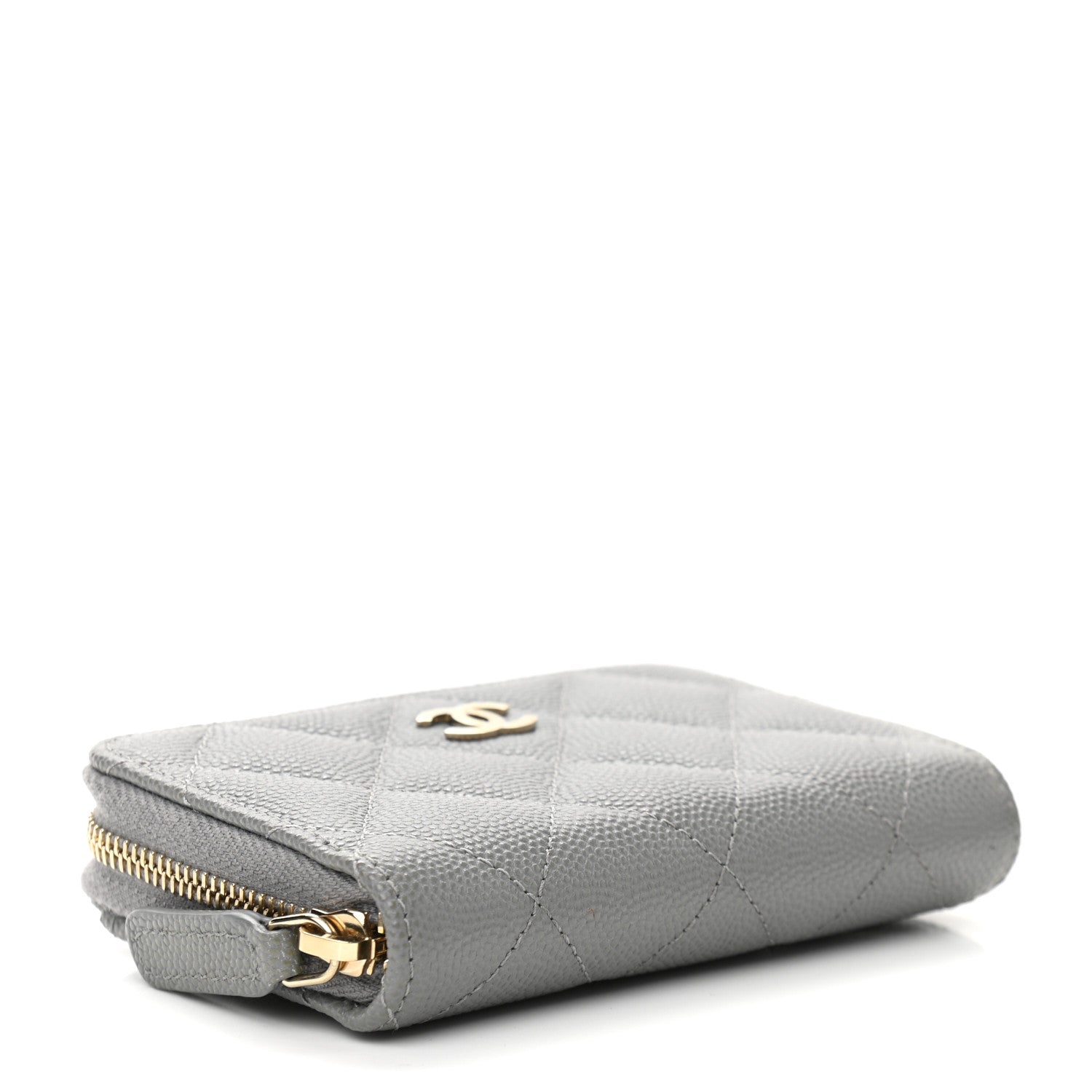 Chanel Caviar Quilted Zip Coin Purse Grey 4 of 12