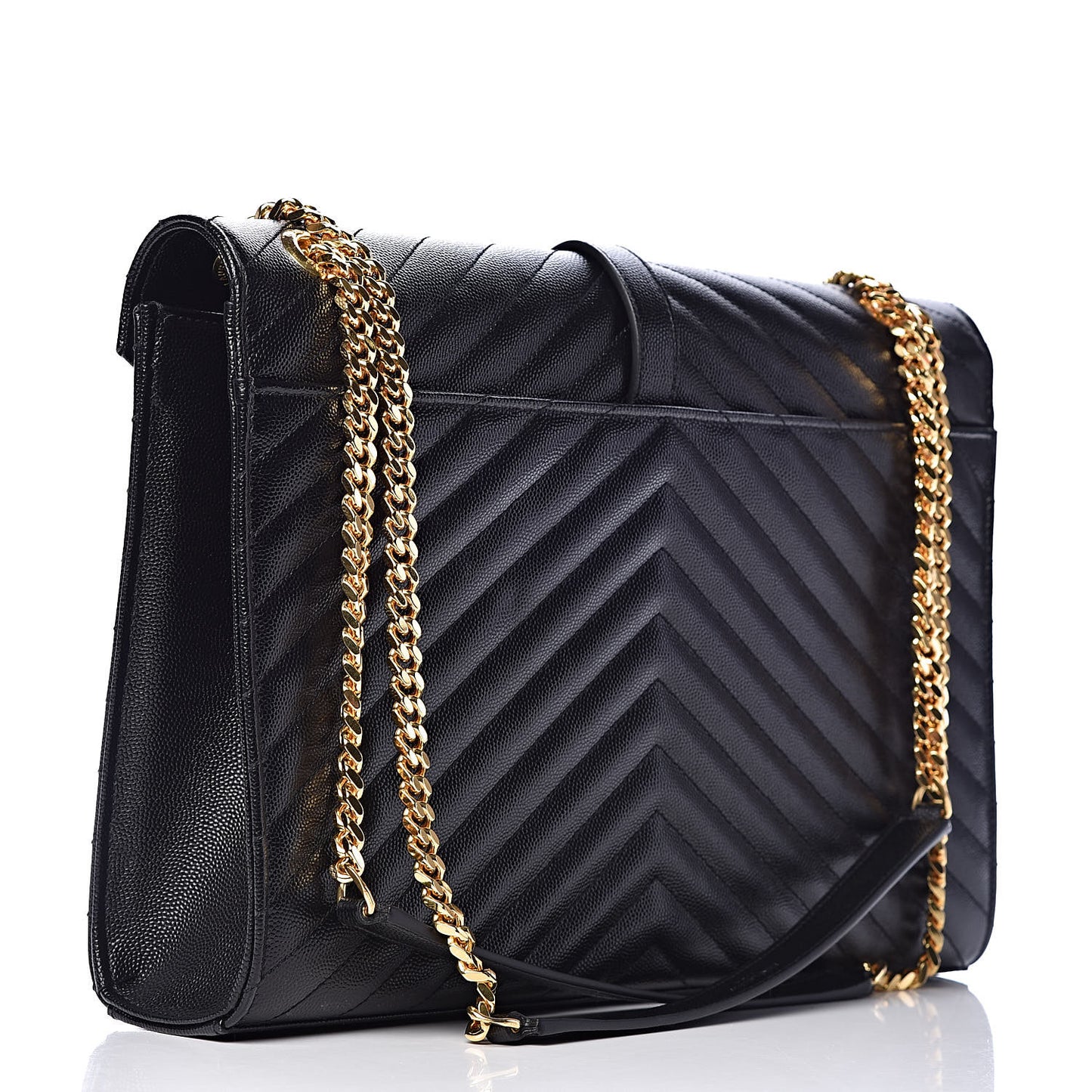 Grain De Poudre Matelasse Chevron Large Monogram Satchel Black