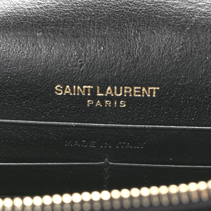 Saint Laurent Calfskin Crocodile Embossed Kate Monogram Tassel Chain Wallet Black 5 of 9