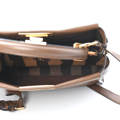 Fendi Vitello Seta Fabric Jacquard Pequin Medium Peekaboo Iconic Satchel Foresta Tobacco 6 of 9