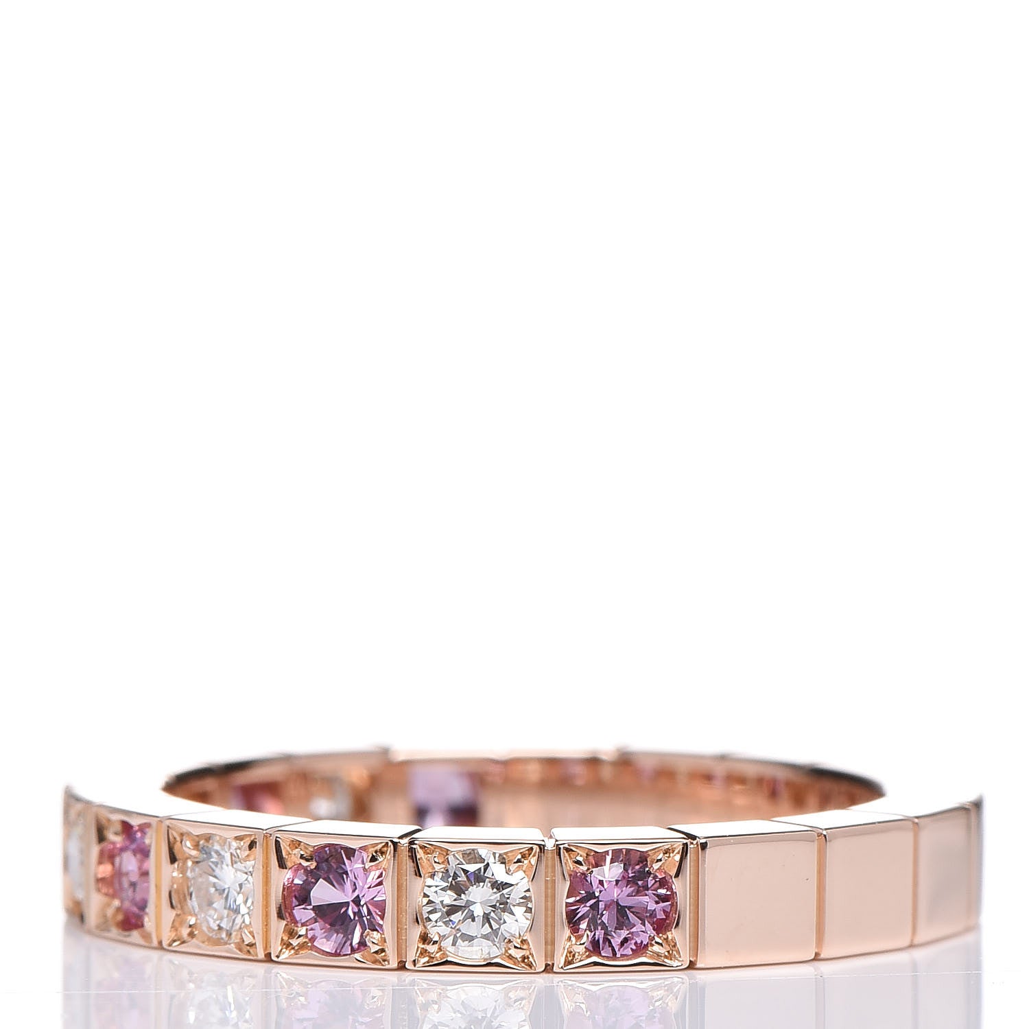 Cartier 18K Pink Gold Diamond Pink Sapphire Lanieres Ring 51 5.75 3 of 6